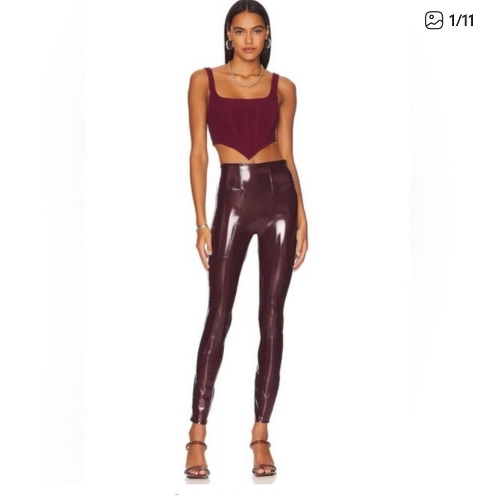 SPANX Burgundy Faux Leather Leggings